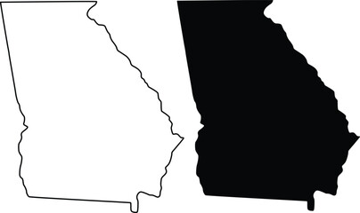 Georgia U.S. state map outine and silhouette icon design