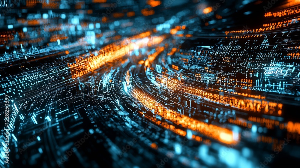 Poster Dynamic cybersecurity concept with vibrant digital data streams : Generative AI