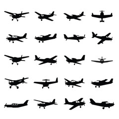 Airplane vector silhouette illustration.Aircraft icon vector set.