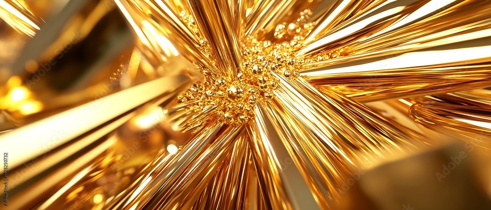 Aufkleber Intricate Abstract Golden Pattern With Fluid Wave Design : Generative AI