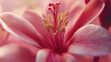 Pink Flower Macro Detailed Stamen and Petals