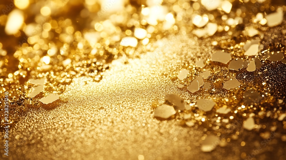 Poster radiant gold sparkle texture with brilliant illumination and twinkling details : generative ai