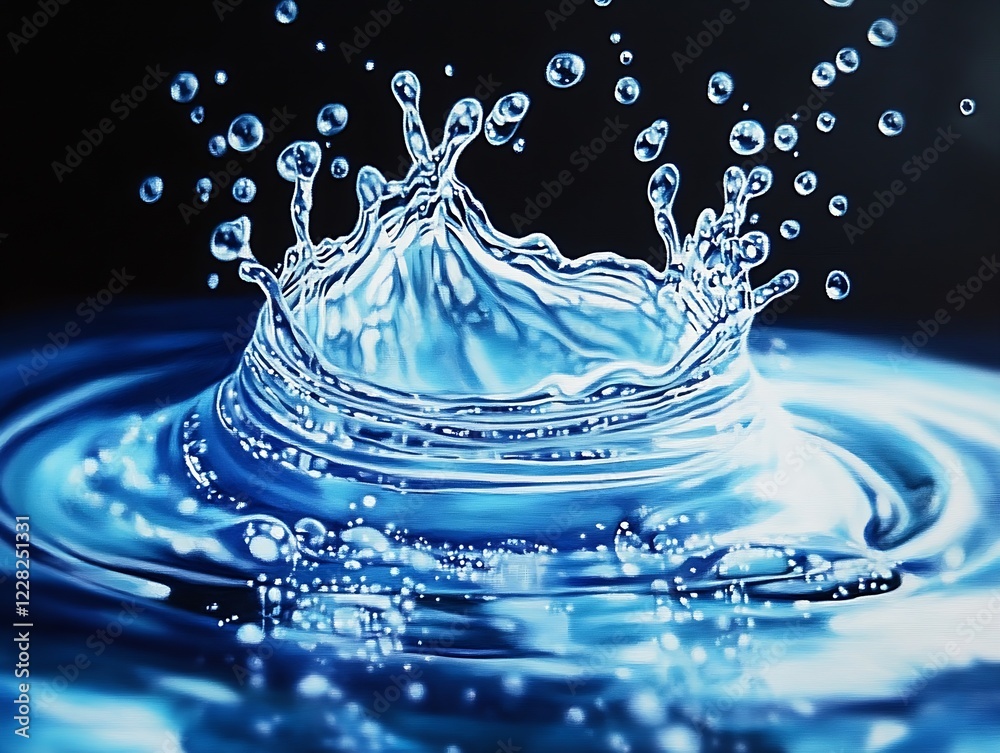 Poster Captivating Water Splash with Ripple Effect in Dramatic Photographic Art : Generative AI