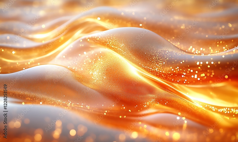 Aufkleber elegant flow of golden liquid shimmers with depth and radiance : generative ai