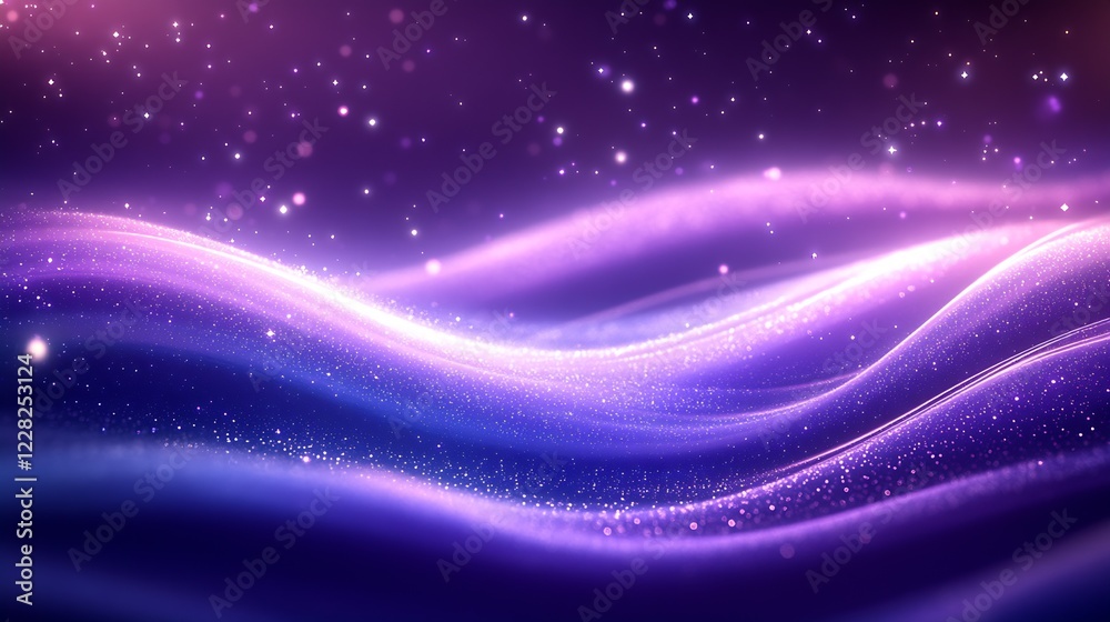 Poster starry purple galaxy art with graceful shining twinkles and patterns : generative ai