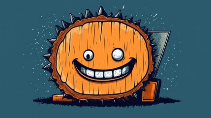 Happy Wooden Disc with Spiky Edge and Saw