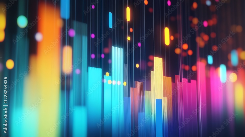 Poster Colorful Abstract Light Bars with Futuristic Tech and Visual Dynamics : Generative AI