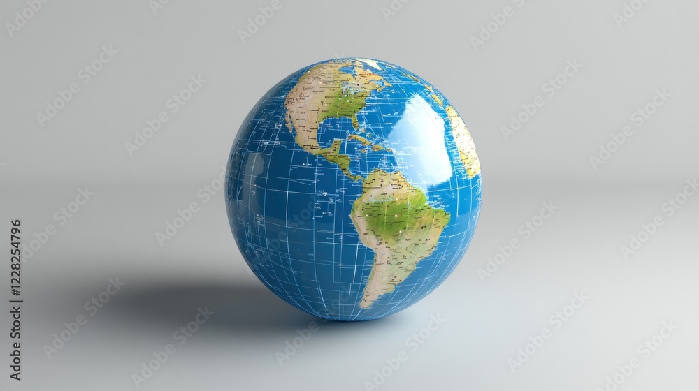 Poster egg shaped globe showing americas and atlantic ocean