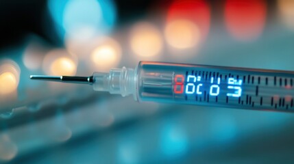 Digital Thermometer Syringe Shows Elevated Temperature Reading