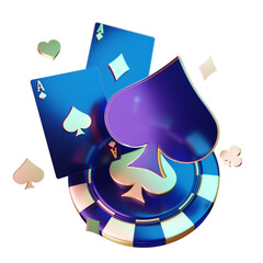 dark poker chips with dark gold of card  3d render