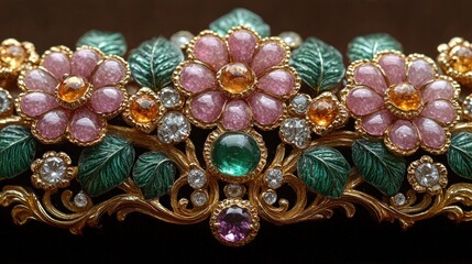 Fototapeta premium Ornate floral jeweled hairpiece, close-up