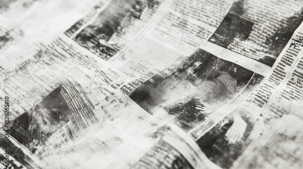 Aufkleber vintage newspaper clippings overlapping in a textured arrangement from a bygone era showcasing histo