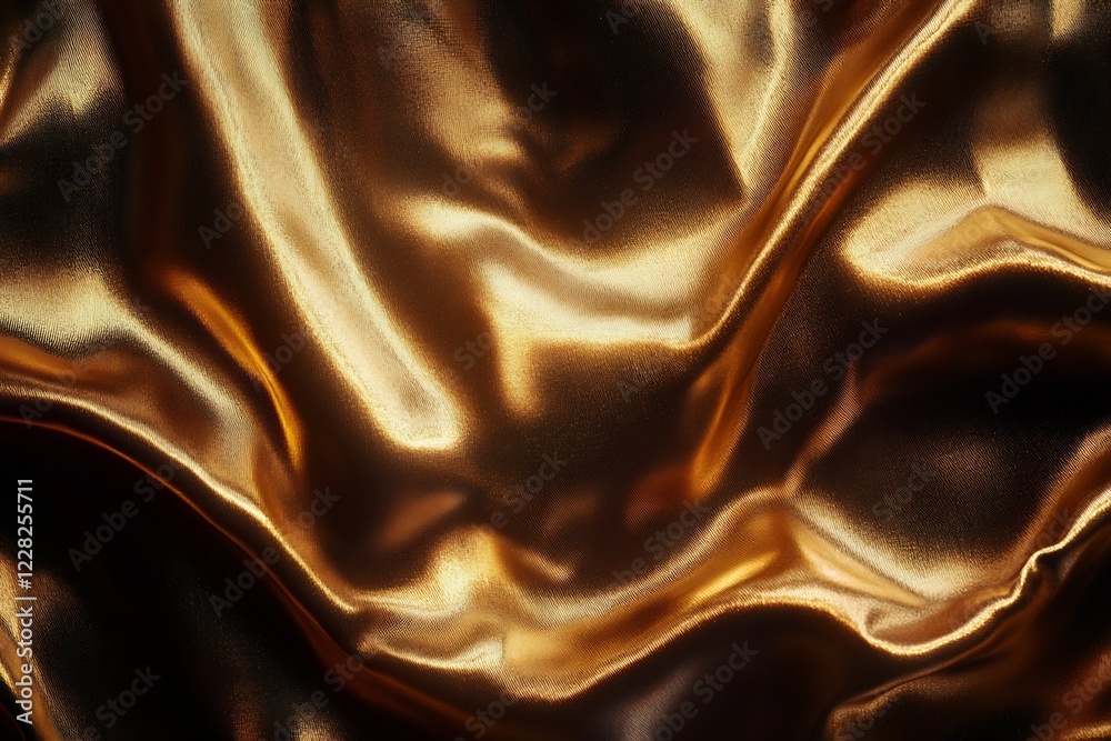 Poster elegant and luminous satin fabric with golden hues and flowing textures : generative ai