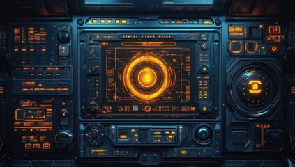 Fototapeta premium Futuristic Control Panel: Sci-Fi Interface Design