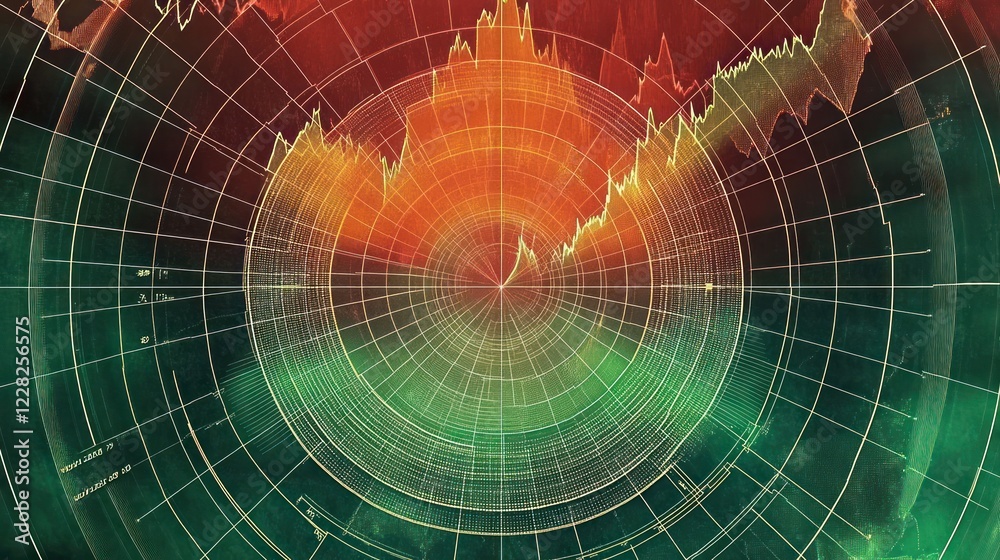 Poster Abstract Circular Chart Showing Stock Market Data