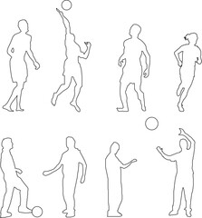 vector sketch, silhouette illustration, simple silhouette design of people doing activities