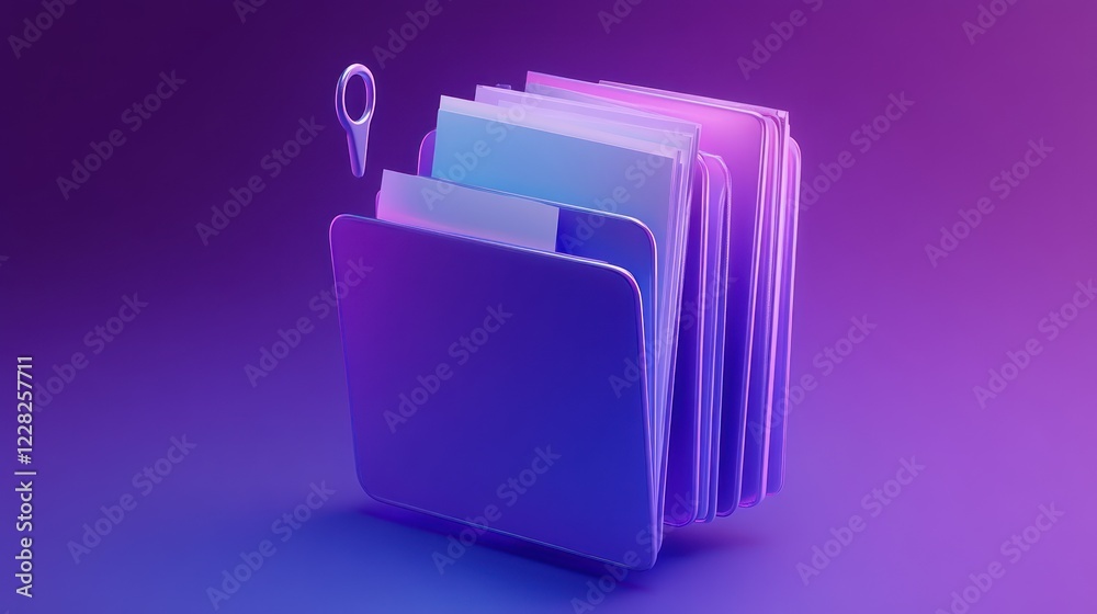Aufkleber purple folder icon with location marker and documents
