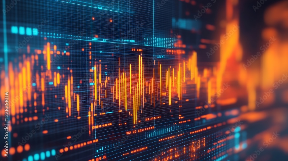 Poster Innovative Blockchain Technology with Futuristic Digital Graphs and Data Analysis : Generative AI