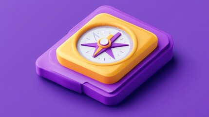 Colorful Three Dimensional Compass Icon Design