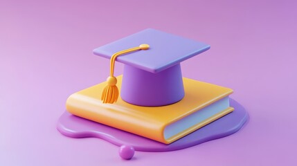 Graduation cap rests atop a book symbolizing education