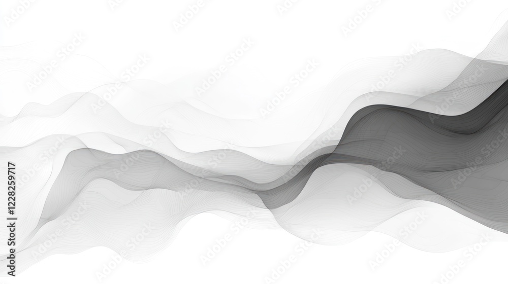 Aufkleber Abstract grayscale flowing wave design pattern