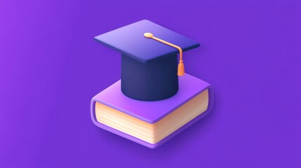 Graduation cap rests atop a closed book signifying learning