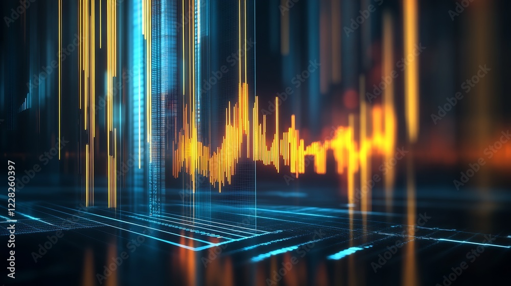 Fototapete Cutting-edge Technology with Neon Lights and Data Visualization : Generative AI