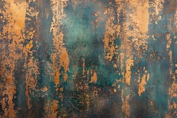 Fototapeta premium wall with a green and brown texture. The wall has a lot of cracks and peeling paint