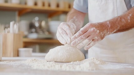 Artisan bread making in a rustic kitchen setting,National Sourdough Bread Day