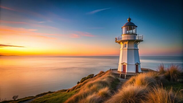 Minimalist Morning View: Timaru Lighthouse, South Island, New Zealand - Historic Coastal Landmark