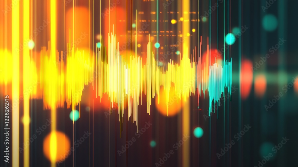 Aufkleber colorful audio wave visualization with energetic vibrant spectrum for digital art concepts : generat