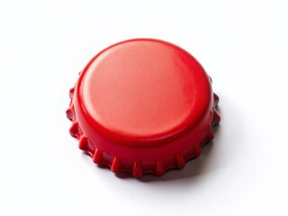 Minimalist Red Bottle Cap on White Background - Stock Photo