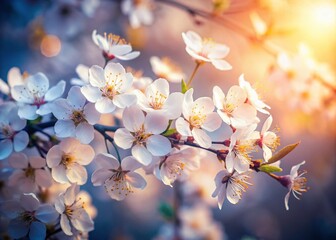 Obraz premium Minimalist Spring Blossoms: White Texture, Low Light Photography