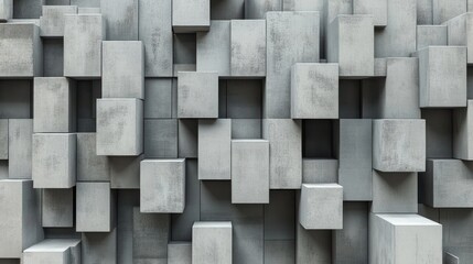 Abstract Grey Concrete Cube Block Wall Texture