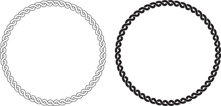 2 braid Round frames Linear border abstract circle knot Band celtic
