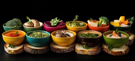 Vibrant Vegetable Dips and Bread