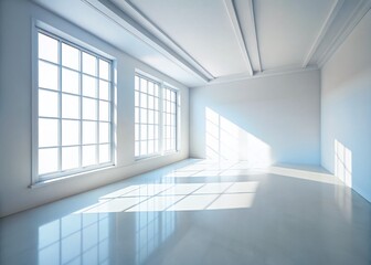 Fototapeta premium Minimalist White Room Studio: Diagonal Shadows for Product Photography