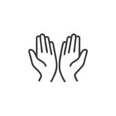 Obraz premium Blessing hands icon symbolizing spirituality on a plain white background