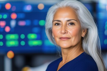 Obraz premium Indigenous woman leads cybersecurity workshop for corporate team with advanced technology and diverse design elements