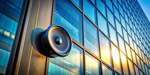 Modern Architecture Detail: Black Glass Button on Facade