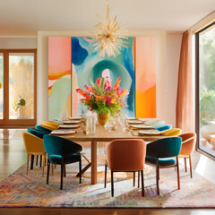 elegant dining room with sophisticated furniture and warm lighting
