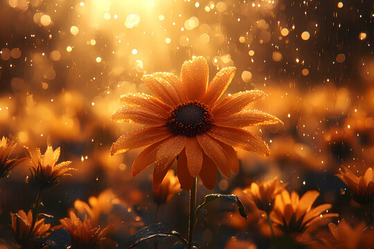 A serene spring equinox morning with blooming flowers in a garden, capturing the beauty and tranquility of the season - Powered by Adobe