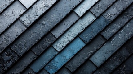 A textured arrangement of dark and blue slate tiles in a diagonal pattern.