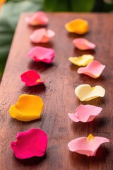 Fototapeta premium A romantic table adorned with delicate petals, inviting love and intimacy on Valentine's Day, creating a perfect atmosphere for heartfelt moments.