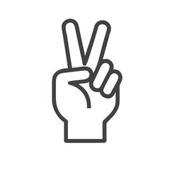 Obraz premium Victory sign icon symbolizing peace and success on a plain white background