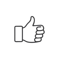 Thumbs up icon expressing approval and positivity on a plain white background