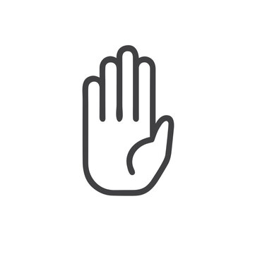 Stop hand icon indicating a halt or warning on a plain white background