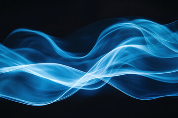 Flowing Blue Abstract Waves with Smooth Gradients and Elegant Curves, Modern Digital Design Featuring Cool Tones and Dynamic Fluid Motion