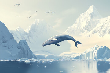Naklejka premium Saut de baleine en antarctique