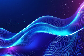 Flowing Blue Abstract Waves with Smooth Gradients and Elegant Curves, Modern Digital Design Featuring Cool Tones and Dynamic Fluid Motion